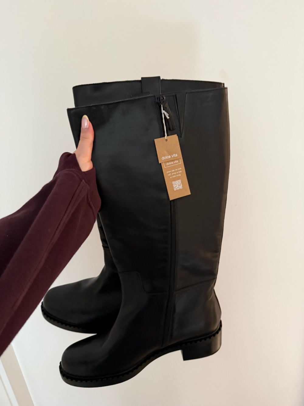 Dolce Vita Glory H2O Black Over-the-Knee Leather Boots - Picture 3 of 5